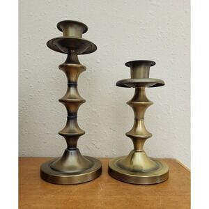 Vintage Pair of HODA‎ Gold Tone Brass Candlestick Holders Candle Holders Tapers